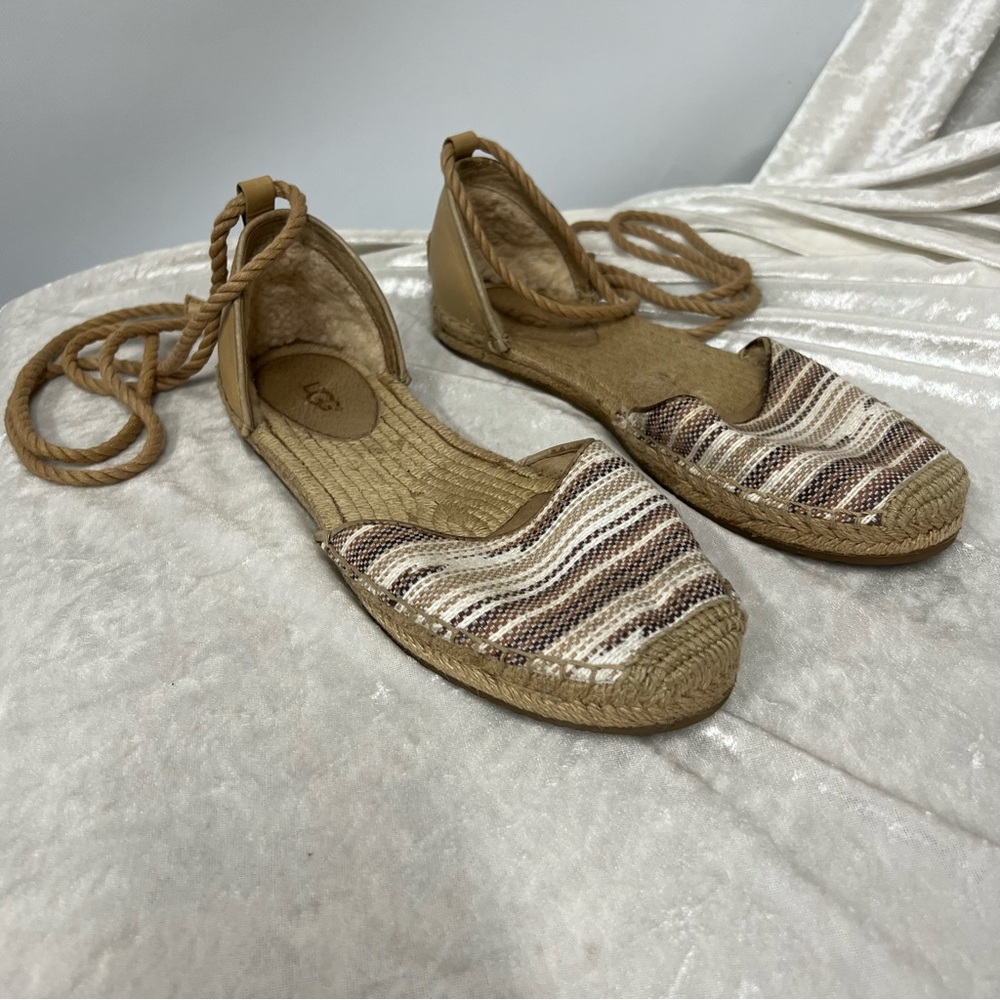 UGG Espadrille Size 7 Ankle Strap Neutral Color